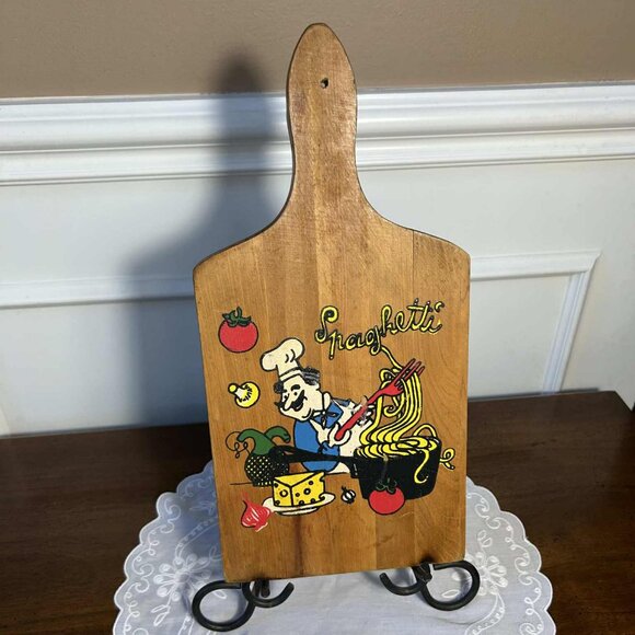 Vintage hand painted Spaghetti cutting board - Picture 1 of 9